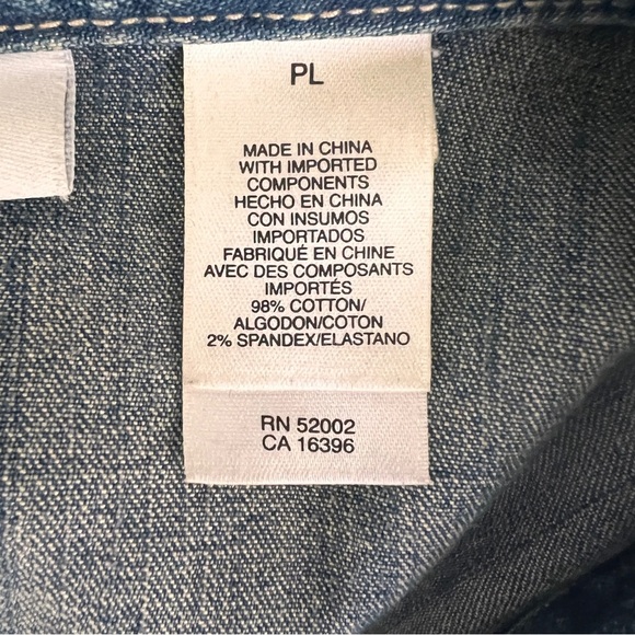 liz & co. Blue Jean Jacket with Full Red Zipper Size Petite Large EUC - Picture 5 of 6